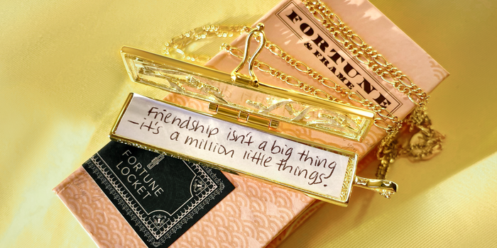 Shown here: Fortune & Frame Flowered Vines Fortune Locket, a thoughtful gift for a female best friend.